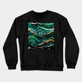 Malachite Stone Fluid Pour Crewneck Sweatshirt